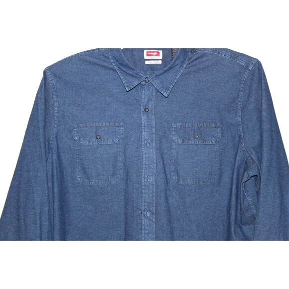 Wrangler Medium Blue Denim Mens 3XL Flex For Comfort Button Up Long Sleeve Shirt - Picture 3 of 6